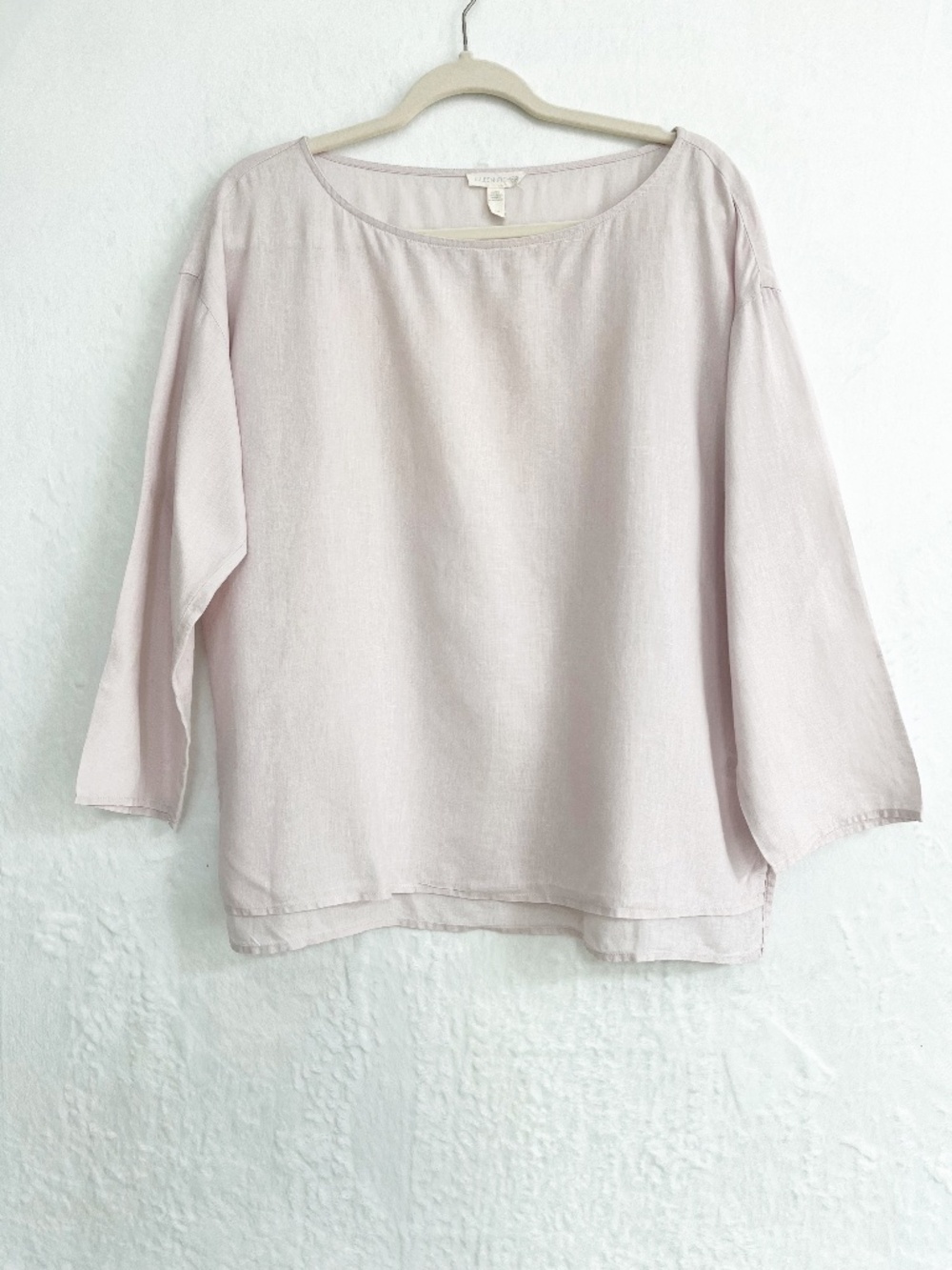 Eileen Fisher Handkerchief Linen Boxy Top Pale Pink Sz S